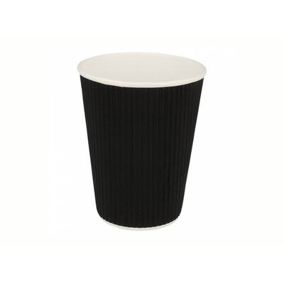 Ribbed Black Paper Coffee Cup 360ml 12oz 1000pcs