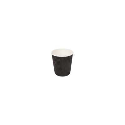 Ribbed black coffee cup