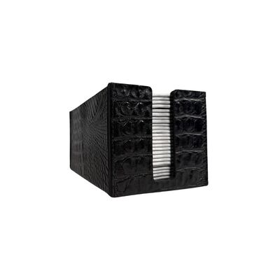 Napkin holder leather black croco motif 21x11,5x11,5cm