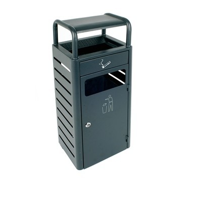 Outdoor litter bin with ashtray - 22.3 l - GREY