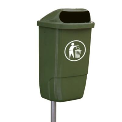 Hamburg litter bin with post - 50 l - GREEN