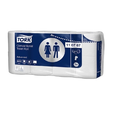 Tork Advanced traditioneel toiletpapier - 2 laags - 30 m x 9,4 cm - 250 vel - 64 rollen - WIT - 110767