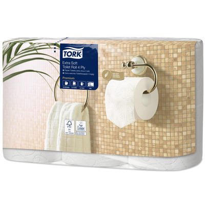 Tork extra doux papier toilette traditionnel - 4 plis - 153 feuilles - 7 x 6 rouleaux - 110405