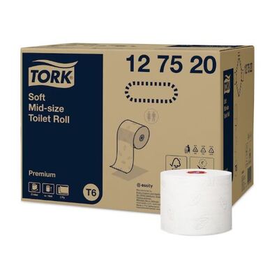 Tork Premium Mid-size toiletpapier - zacht - 2 laags - 90 m x 9,9 cm - 27 rollen - WIT - 127520