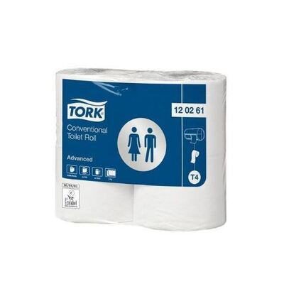 Tork Advanced traditioneel toiletpapier - extra lang - 2 laags - 61,60 m x 9,9 cm - 493 vel - 6 x 4 rollen - WIT - 120261