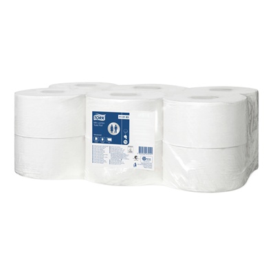 Tork Universal Mini Jumbo toiletpapier - 1 laags - 240 m x 9,4 cm - 1200 vel - 12 rollen - WIT - 110163
