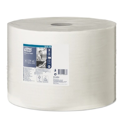 Tork Advanced Wiping poetspapier - 1 laags - 1000 m x 24,5 cm - 1 rol - WIT - 130100