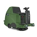 Ride-on sweeping machine, manual empty