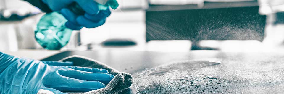 Disinfecting tables and chairs