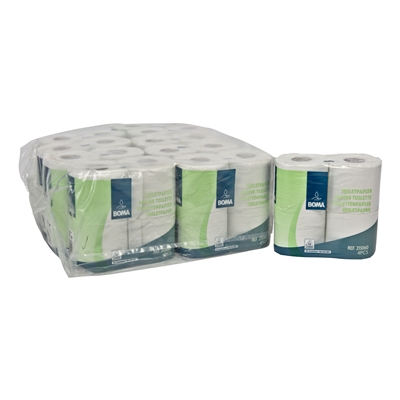 213060: Papier toilette traditionnel - tissu recycl - 2 plis - 400 coupons - gaufr - BLANC - 40 rouleaux (10x4)