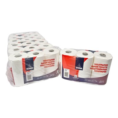 214060: Papier toilette traditionnel - tissu pur - 2 plis - 400 coupons - gaufr - BLANC - 42 rouleaux (7x6) (film temporaire non imprim)