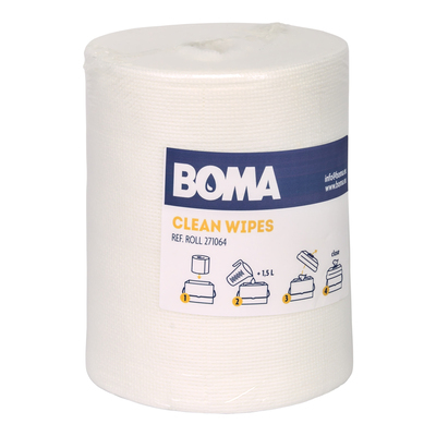 730058D: Rouleau Clean Wipes - 18.5 x 19 cm - BLANC - 250 pièces par rouleau