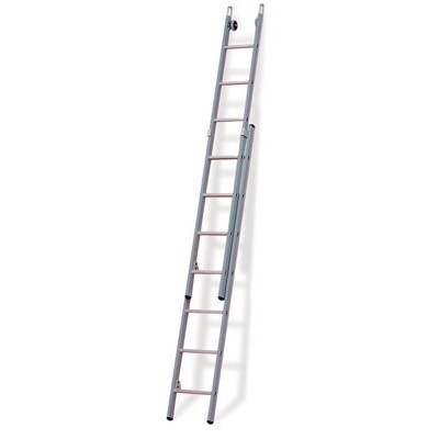 662208: Échelle laveur de vitres 2 éléments avec base droite - 2 x 8 marches - 3,15/5,25 m - 13,5 kg - distance de l"échelon 35 cm