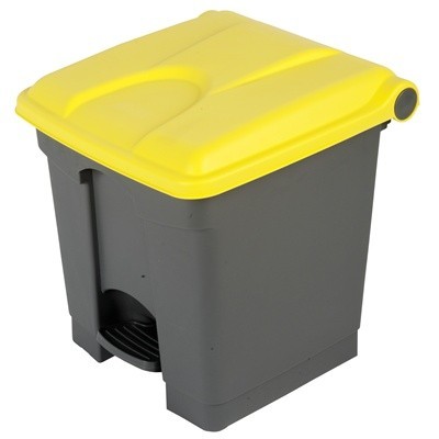 755421: Poubelle  pdale "Color" - 30 l - GRIS - couvercle JAUNE