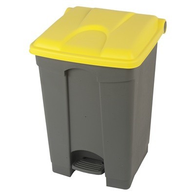 755431: Poubelle  pdale "Color" - 45 l - GRIS - couvercle JAUNE