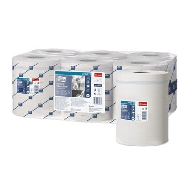 473186: Tork papier d'essuyage - 1 pli - 114 m x 19.4 cm - BLANC - 6 rouleaux - 473412