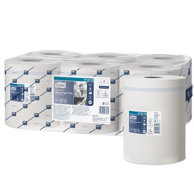473186: Tork Reflex Wiping Paper Plus Centerfeed - 2 plis - 150 m x 19.4 cm - BLANC - 6 rouleaux - 473472
