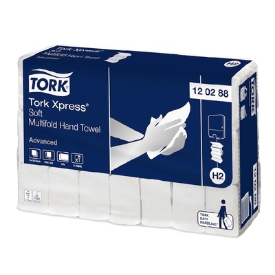 771228: Tork Xpress Advanced Multifold Hand towel - 2 plis - 34 x 21,2 cm - 21 x 136 pices - 120399 (auparavant: Tork Advanced hand towel interfold soft)