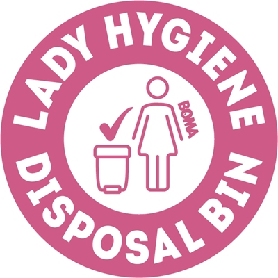 ST02: Autocollant "Lady Hygiene Disposal Bin" - 60 mm diamtre