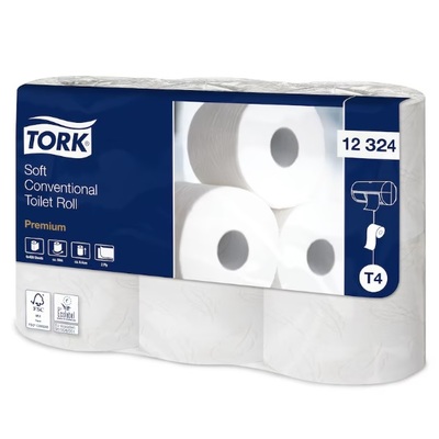 T12324: Tork Soft Conventional Toilet Paper Roll - 2 plis - 396 coupons - BLANC - 42 rouleaux (7x6) - 12324